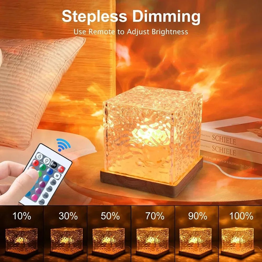 16-Color Aurora Night Light – Water Ripple & Flame Crystal Projector - Artículos HE