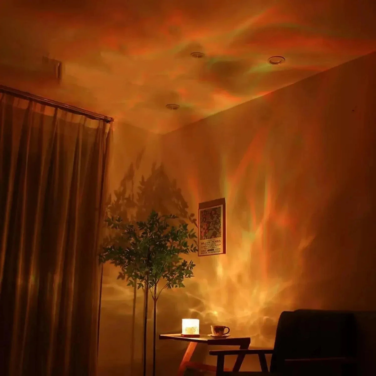 16-Color Aurora Night Light – Water Ripple & Flame Crystal Projector