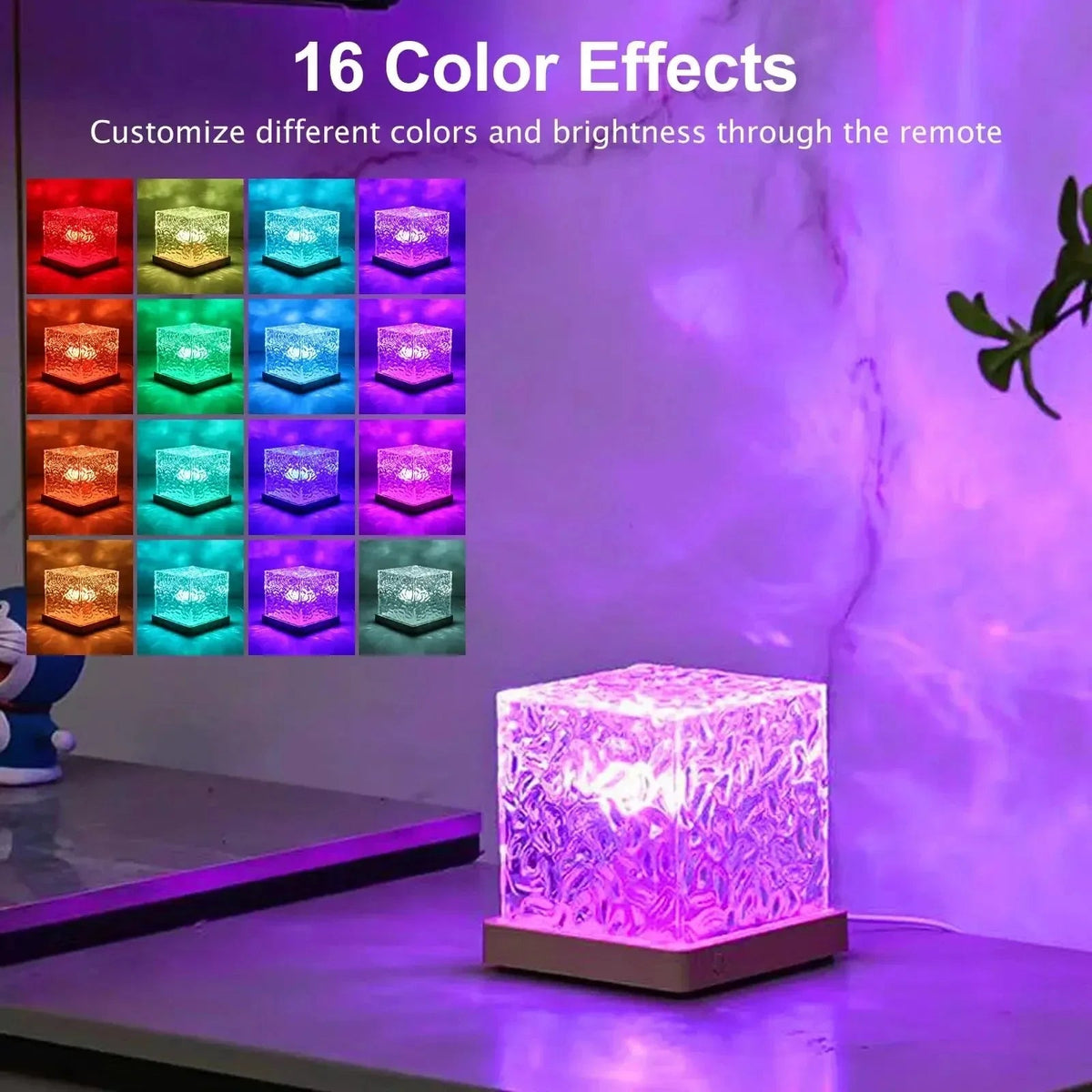 Lámpara de Proyección Aurora 16 Colores – Efecto Ondas y Llama de Cristal - Artículos HE