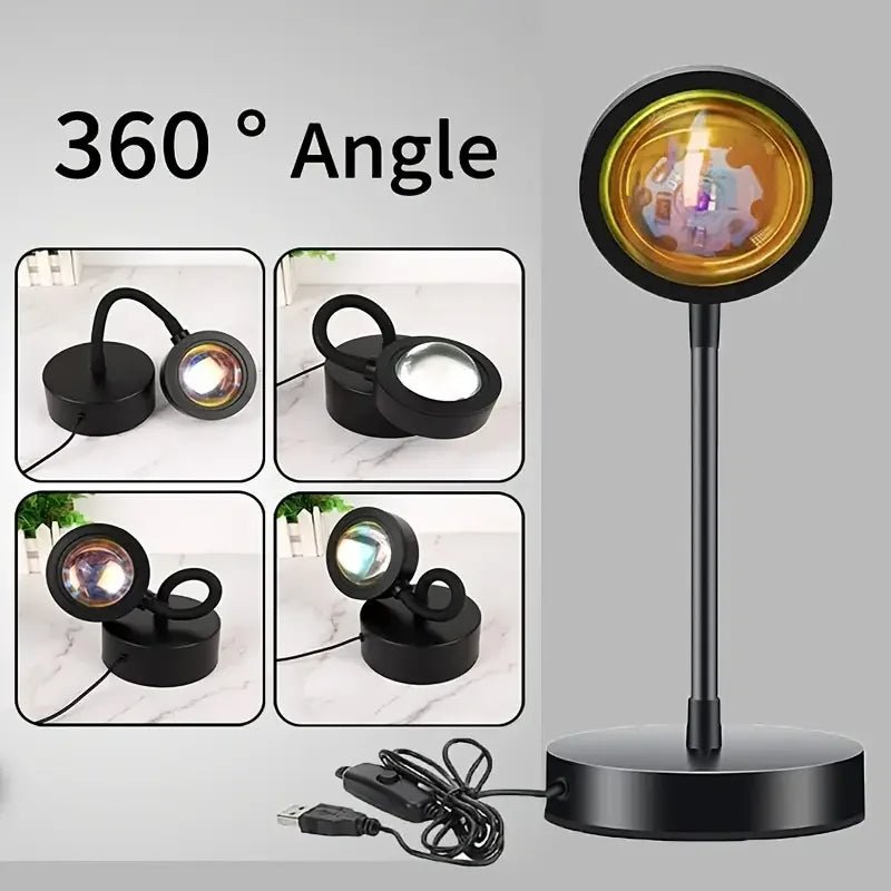 Warm Sunset Projection Lamp – Adjustable Stand & LED Atmosphere Light - Artículos HE