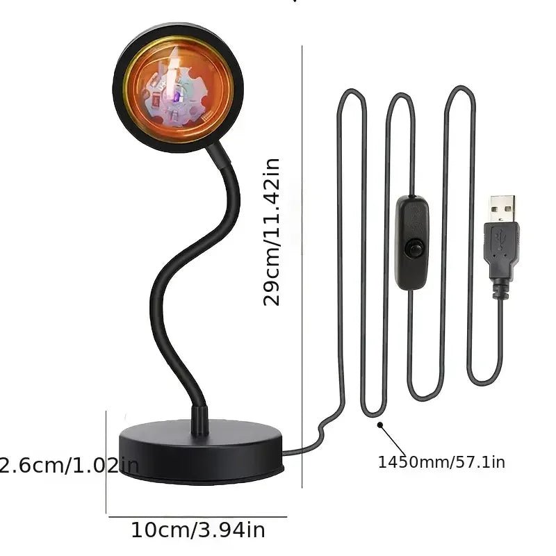 Warm Sunset Projection Lamp – Adjustable Stand & LED Atmosphere Light - Artículos HE