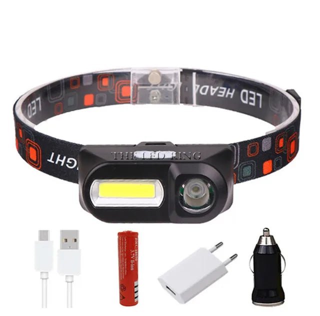 XP-G Q5 Headlamp Head Lamp Headlight Waterproof 2500lm Cob Led Built In Usb Rechargeable 14450 Battery Working Light 5w - Artículos HE